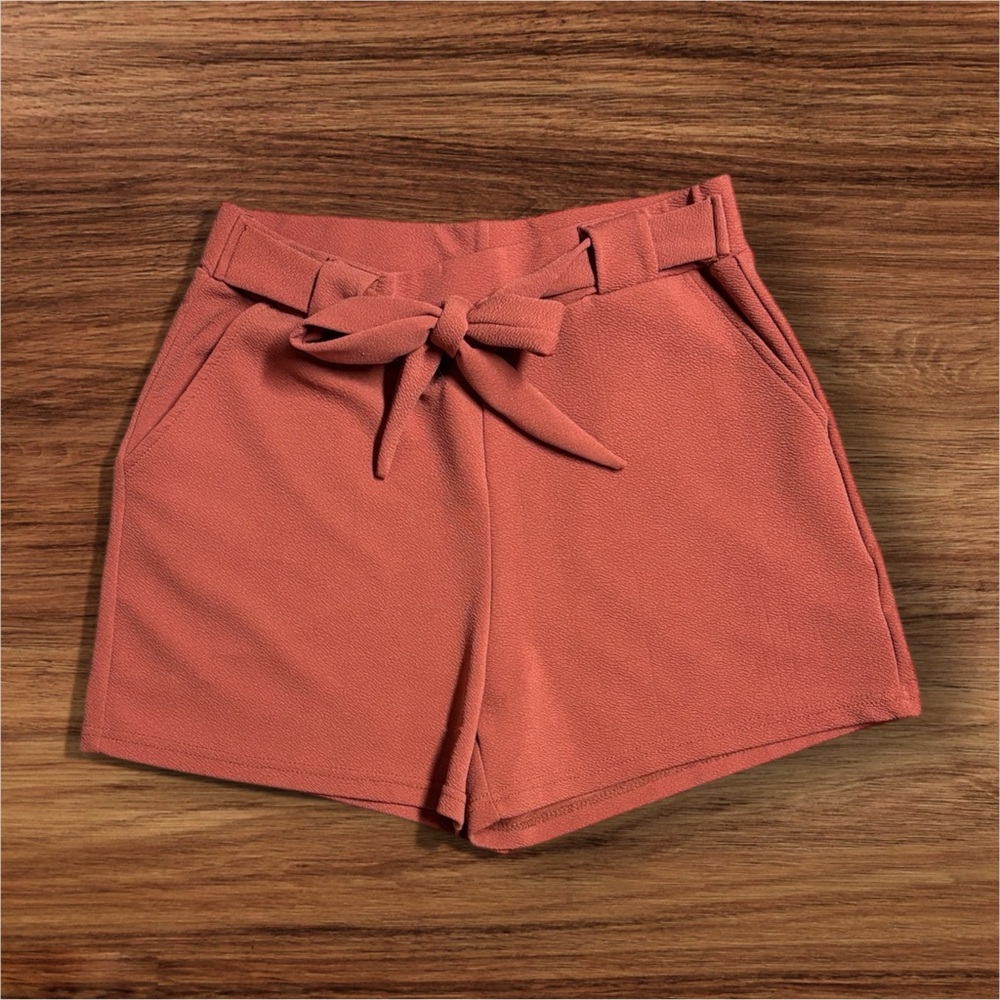 Spark Women’s Coral Salmon Tie-Waist Pull On Shorts